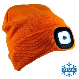 CZAPKA ZIMOWA Z LATARKĄ 7091 POMARAŃCZOWA